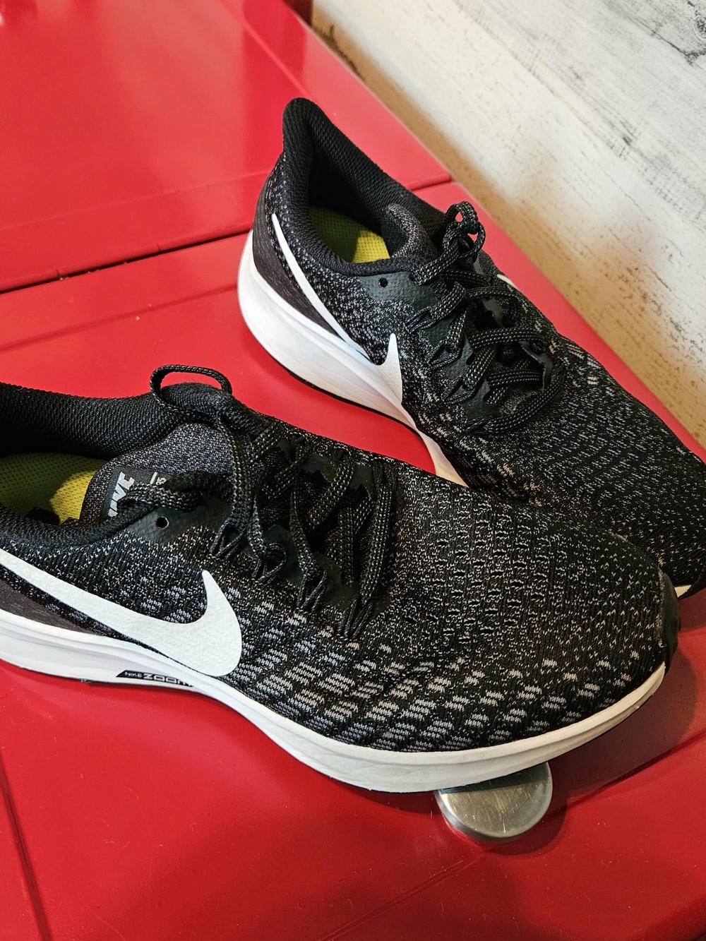 Nike Air Zoom Pegasus 35 running shoes, black/white/gunsmoke colorway
